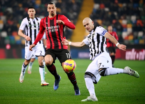 „AC Milan“ nesugebėjo įveikti „Udinese“ ekipos